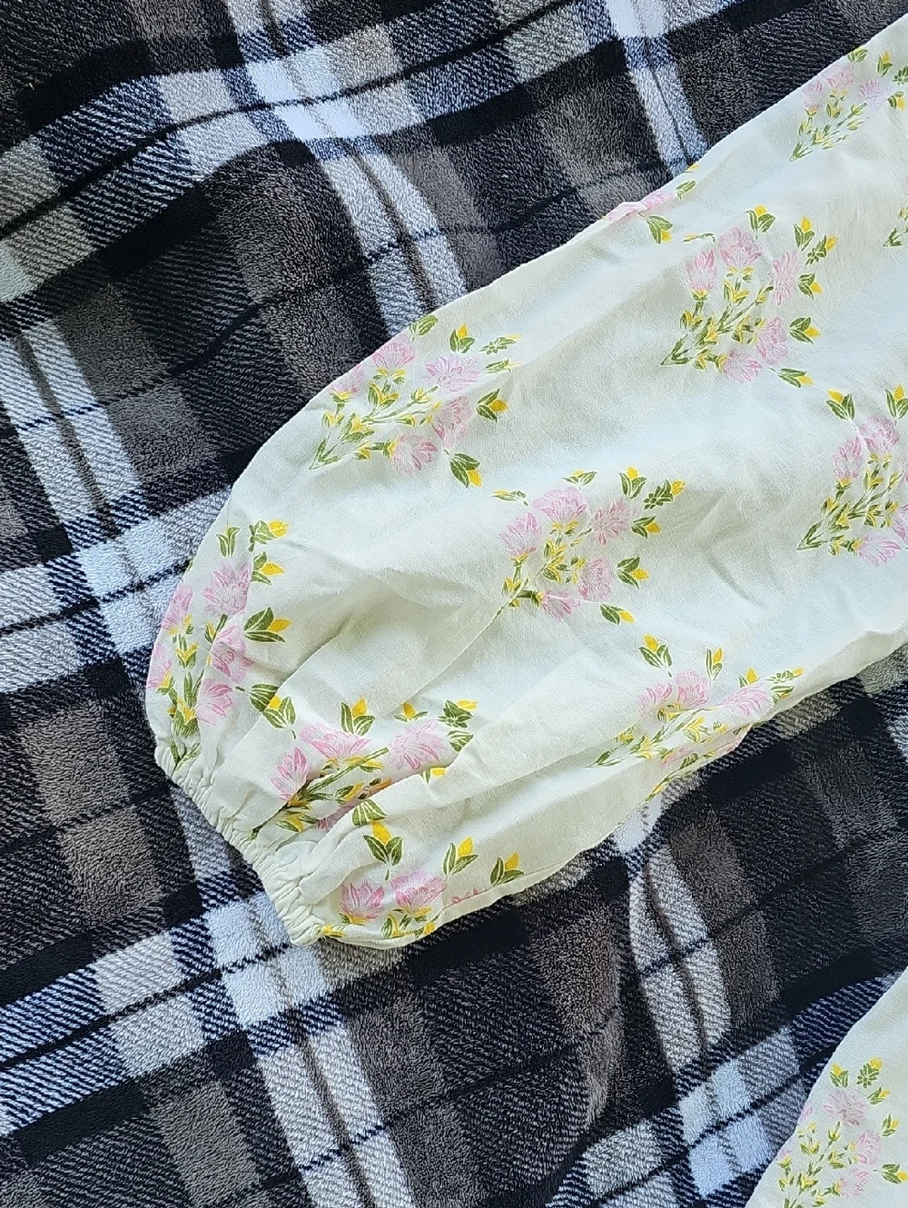 Ivory Floral Maxi Dress with Pink & Green Accents - Picture 4 of 7